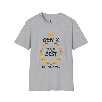 Gen X The Best Shirt, 1965 to 1980 Birthday Gift T-Shirt, Funny Generation X Graphic Tee, Retro Laurel Wreath Apparel, Vintage Gold Crown Emblem Top