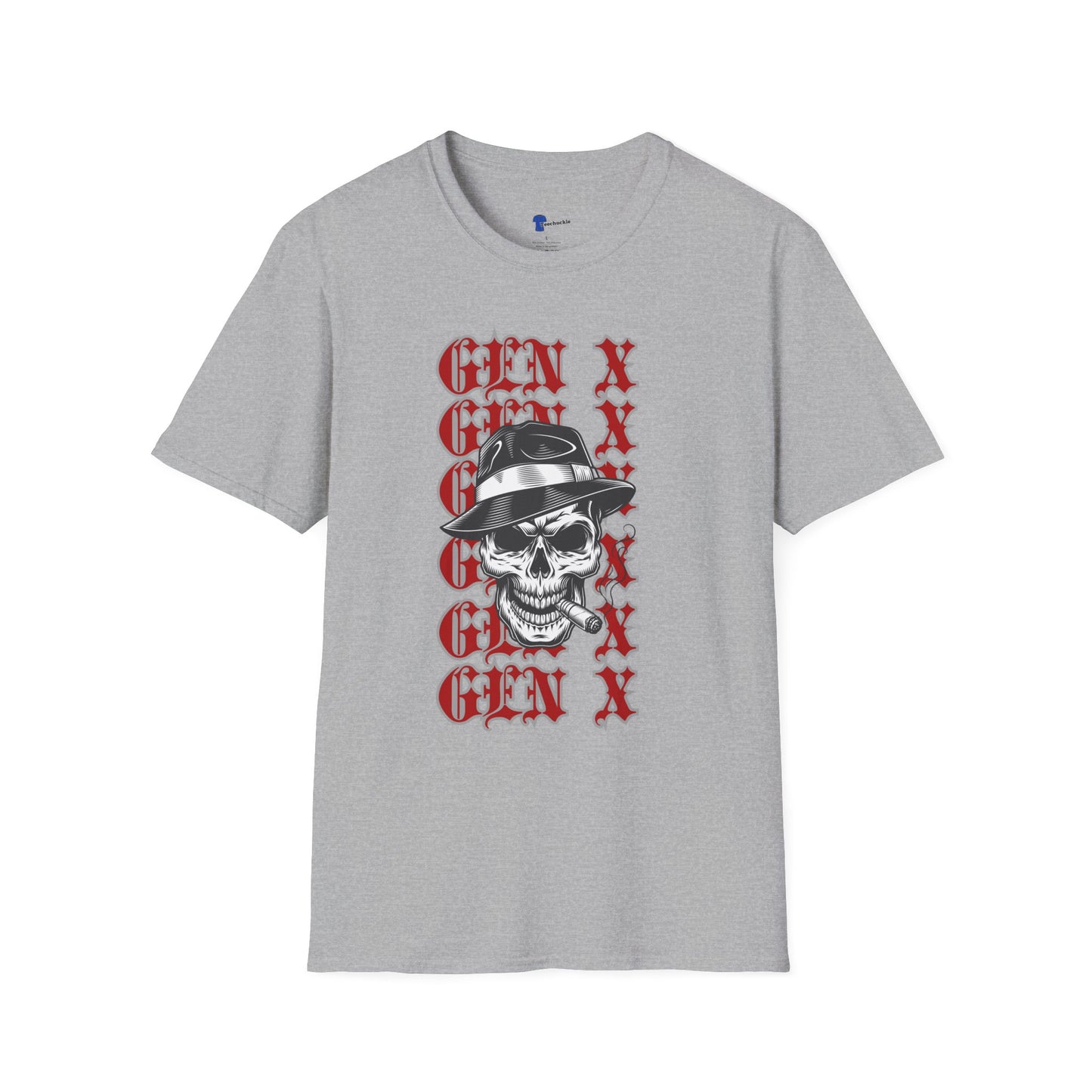 Gen X Skull Shirt Black Graphic Tee Mafia Gangster Skeleton Fedora T-Shirt Funny Gen X Birthday Gift For Men Sarcastic Biker Grunge Art