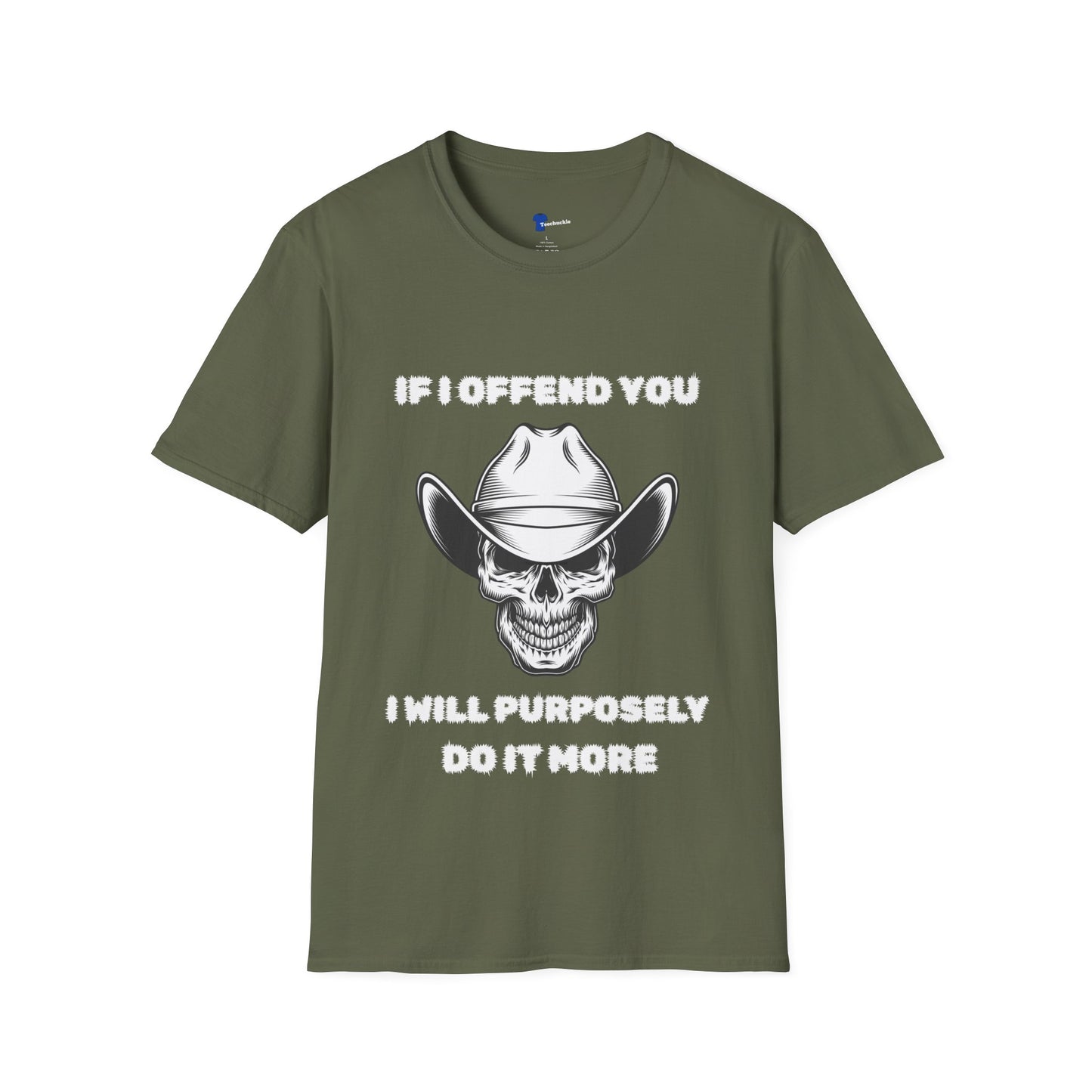 Cowboy Skull Design Sarcastic Gen X Cowboy Skull Shirt, If I Offend You Funny Outlaw T-Shirt, Rebel Western Graphic Tee, Unapologetic Humor Gift, Defiant Statement Clothing, Country Skull Apparel
