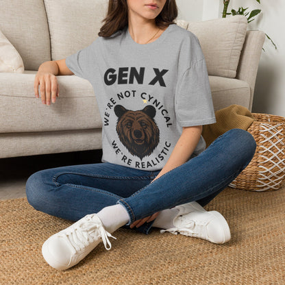 Funny Gen X Bear Shirt, We're Not Cynical We're Realistic T-Shirt, Vintage Generation X Graphic Tee, Sarcastic Latchkey Kid Gift