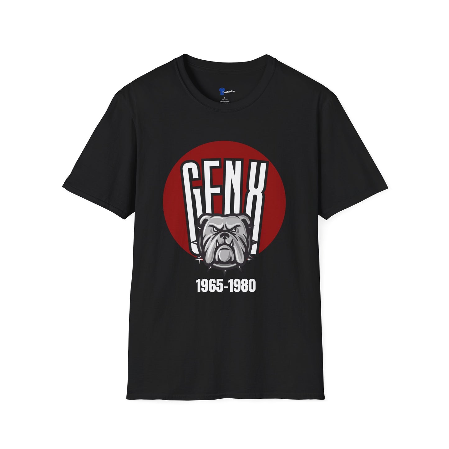 Gen X Bulldog T-Shirt Generation X 1965 1980 Birth Year Graphic Tee Tough Retro Gen X Gift Hardcore Nostalgia Black Apparel Funny Mascot Shirt
