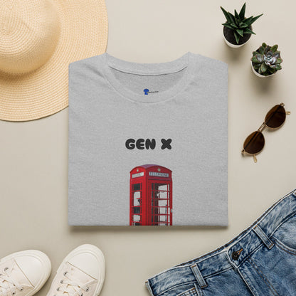 Gen X Red Payphone T-Shirt | Funny Generation X Nostalgia Tee | Classic British Telephone Box Retro Graphic Shirt