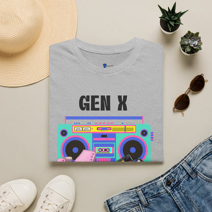 Retro 80s Gen X Boombox Black Shirt, The Last Cool Generation Dark Tee, Vintage Roller Skate Cassette Tape Graphic Apparel