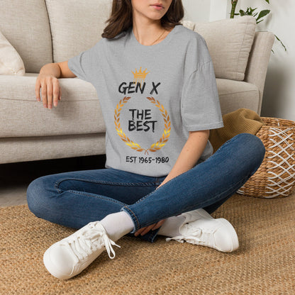 Gen X The Best Shirt, 1965 to 1980 Birthday Gift T-Shirt, Funny Generation X Graphic Tee, Retro Laurel Wreath Apparel, Vintage Gold Crown Emblem Top