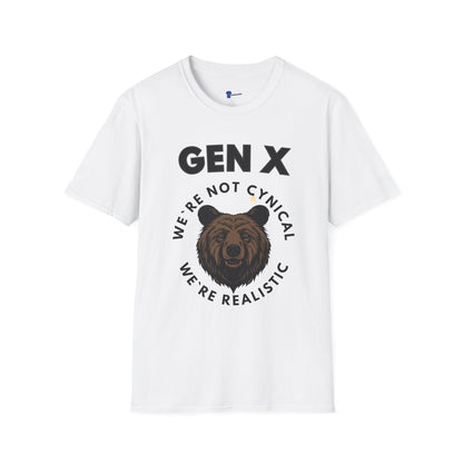 Funny Gen X Bear Shirt, We're Not Cynical We're Realistic T-Shirt, Vintage Generation X Graphic Tee, Sarcastic Latchkey Kid Gift