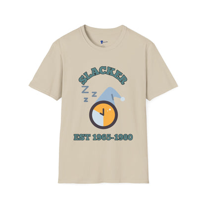 Vintage Gen X Slacker Shirt, Retro 1965-1980 Graphic T-Shirt, 90s Grunge Aesthetic Tee, Funny Generation Birthday Gift, Sarcastic Nostalgia Apparel, Cozy Couch Sleeping Clock Top