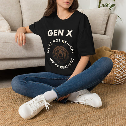 Funny Gen X Bear Shirt, We're Not Cynical We're Realistic T-Shirt, Vintage Generation X Graphic Tee, Sarcastic Latchkey Kid Gift