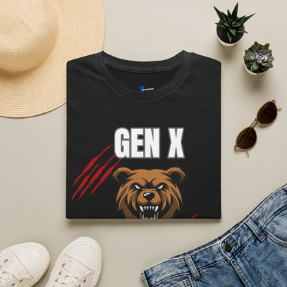 Gen X Feral And Unsupervised T-Shirt | Born In The 70s Graphic Tee | Funny Generation X Bear Mascot Shirt