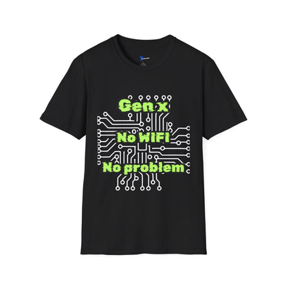 Gen X No WiFi No Problem Shirt, Sarcastic Circuit Board Graphic Tee, Retro Tech TShirt Dark Aesthetic, Cyberpunk Generation X Gift, Funny Computer Nerd Apparel