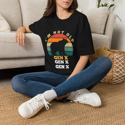 Funny Gen X Shirt Im Not Old Retro Sunset Bear Tee, Vintage 1970s Birthday Gift For Gen Xers, Sarcastic Generation X T-Shirt.