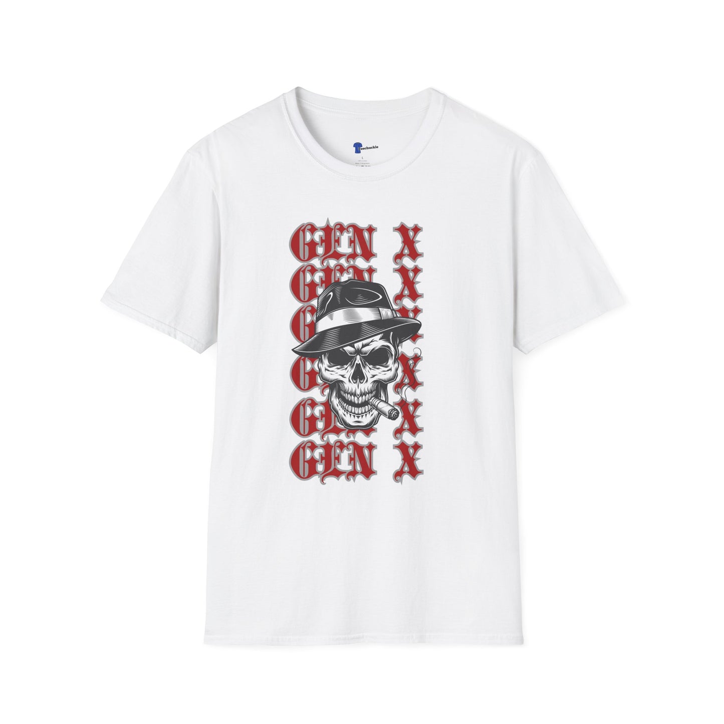 Gen X Skull Shirt Black Graphic Tee Mafia Gangster Skeleton Fedora T-Shirt Funny Gen X Birthday Gift For Men Sarcastic Biker Grunge Art