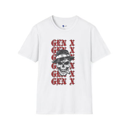 Gen X Skull Shirt Black Graphic Tee Mafia Gangster Skeleton Fedora T-Shirt Funny Gen X Birthday Gift For Men Sarcastic Biker Grunge Art