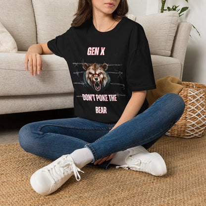 Gen X Dont Poke The Bear Shirt Black Graphic Tee Vintage Generation X T-Shirt Sarcastic 1965-1980 Born Tee Weathered Grunge Streetwear Art