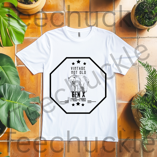 Teechuckle Unisex Gen x 1965-1980, Vintage Not Old T-shirt