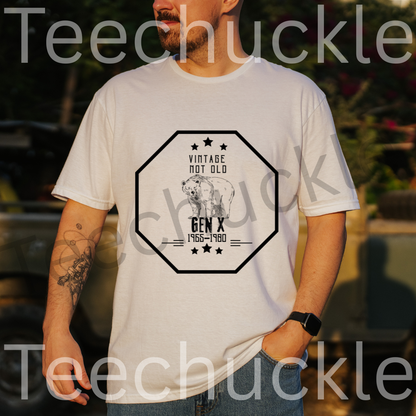 Teechuckle Unisex Gen x 1965-1980, Vintage Not Old T-shirt