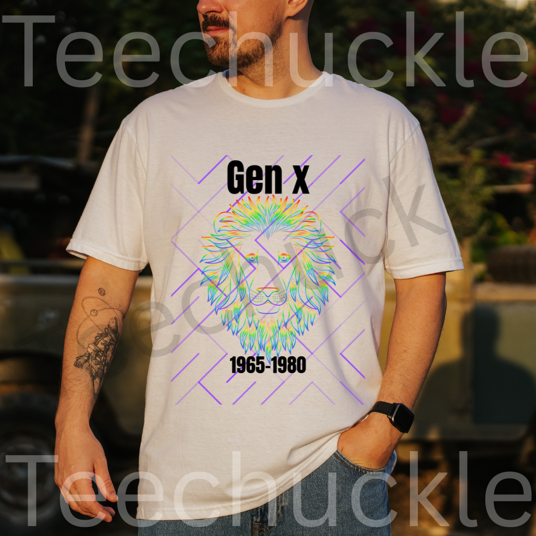 Teechuckle Unisex Gen x 1965-1980 Lion T-shirt