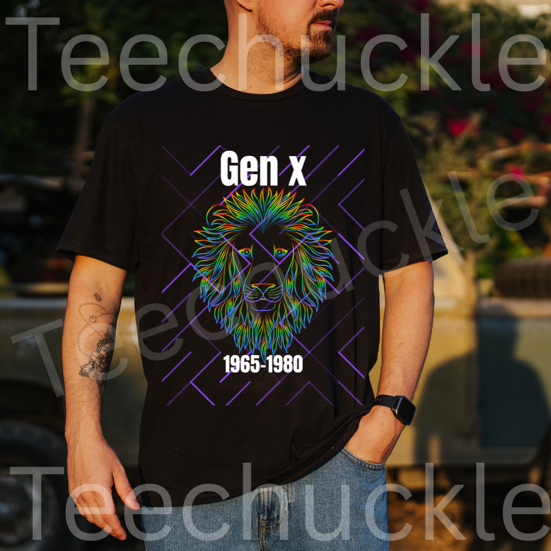 Teechuckle Unisex Gen x 1965-1980 Lion T-shirt