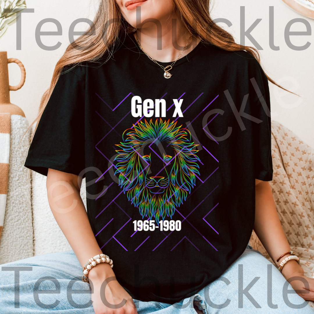 Teechuckle Unisex Gen x 1965-1980 Lion T-shirt