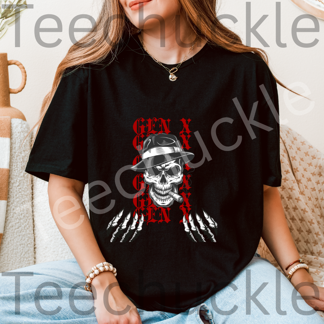 Teechuckle Unisex Gen x ,Skull T-shirt