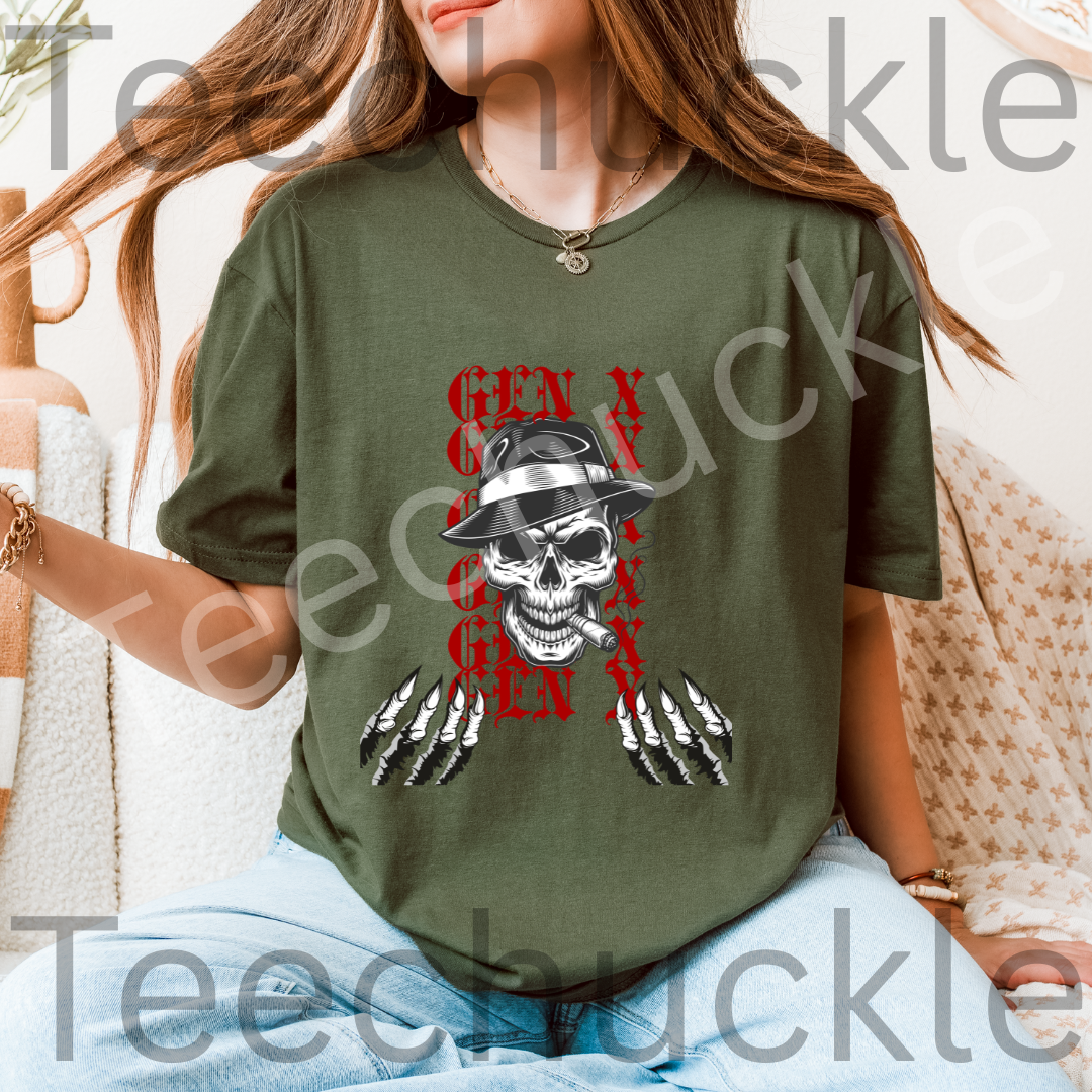 Teechuckle Unisex Gen x ,Skull T-shirt
