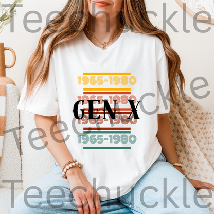 Teechuckle Unisex Gen x 1965-1980 T-shirt