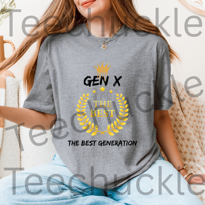 Gen X The Best Generation T-shirt, Retro Laurel Wreath Graphic Tee