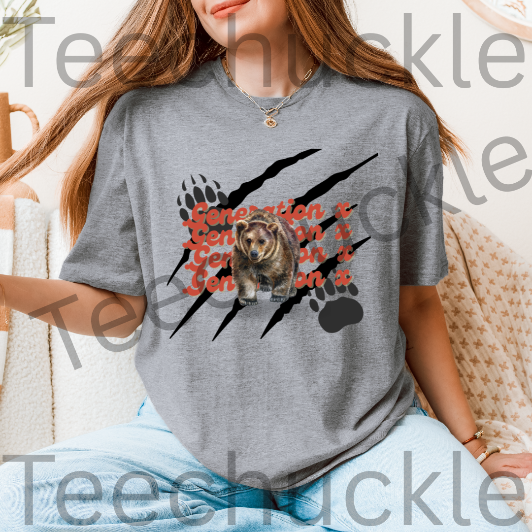 Generation X Bear T-shirt, Gen X Attitude, Unisex Gift Shirt