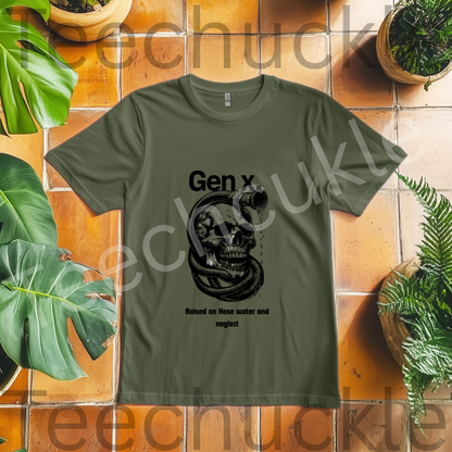 Gen x, Raised on Hose water and Neglect t-Shirt, skull Unisex Gift Shirt