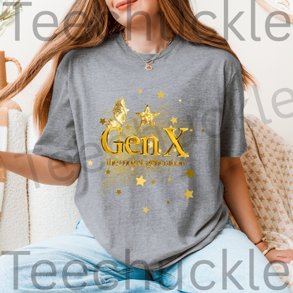 Gen x, The Coolest Generation Tee, Gold Sparkles Unisex Gift Shirt.