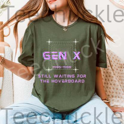 Gen x, Still Waiting For The Hoverboard Tee. 80s Nostalgia Unisex Shirt.