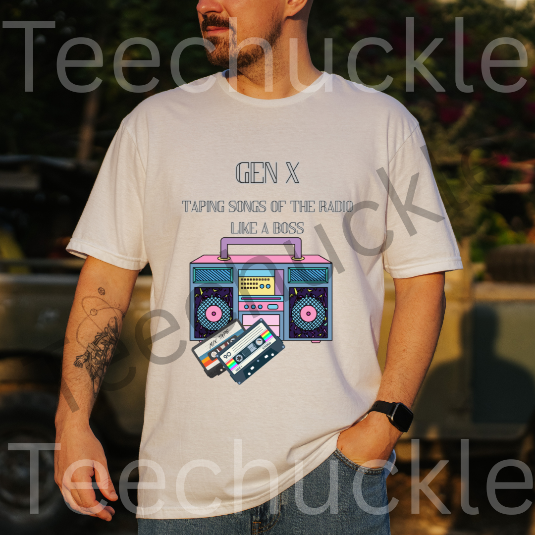 Gen X Taping Songs Of The Radio Like A Boss Tee. 80s 90s Nostalgia Unisex Gift Shirt.