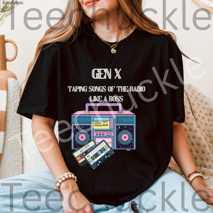 Gen X Taping Songs Of The Radio Like A Boss Tee. 80s 90s Nostalgia Unisex Gift Shirt.