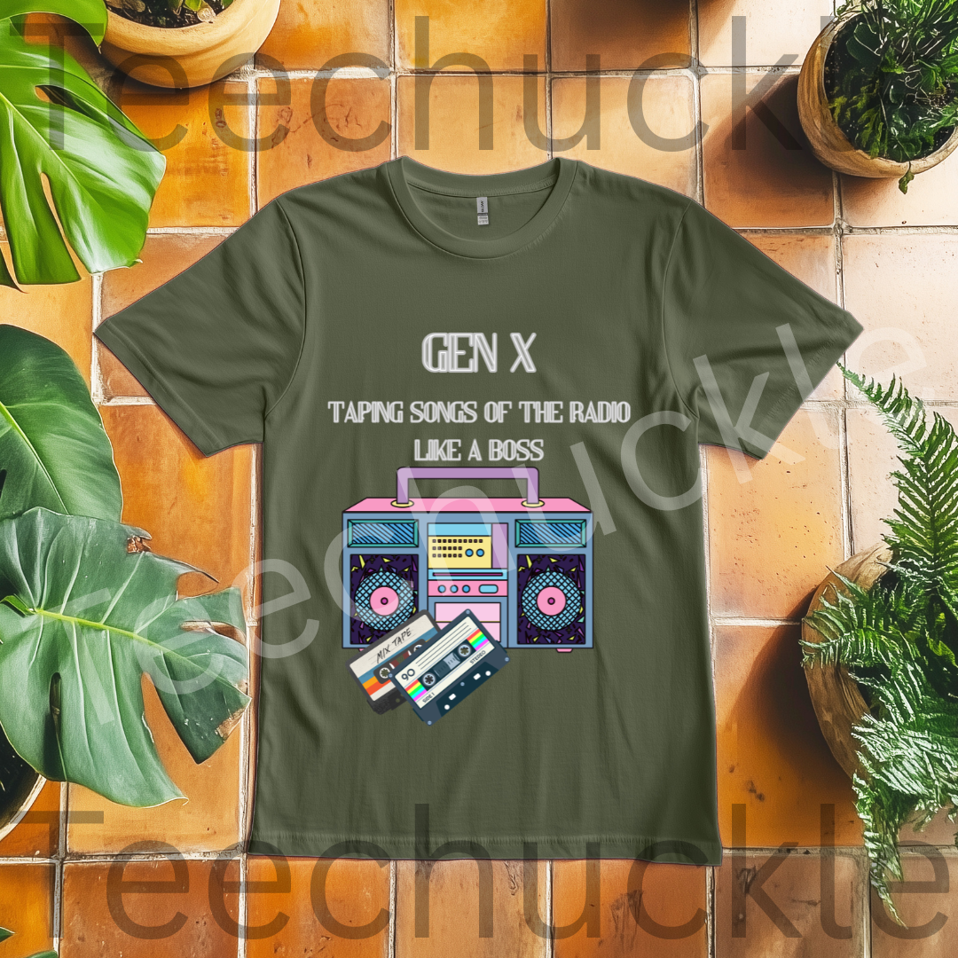Gen X Taping Songs Of The Radio Like A Boss Tee. 80s 90s Nostalgia Unisex Gift Shirt.
