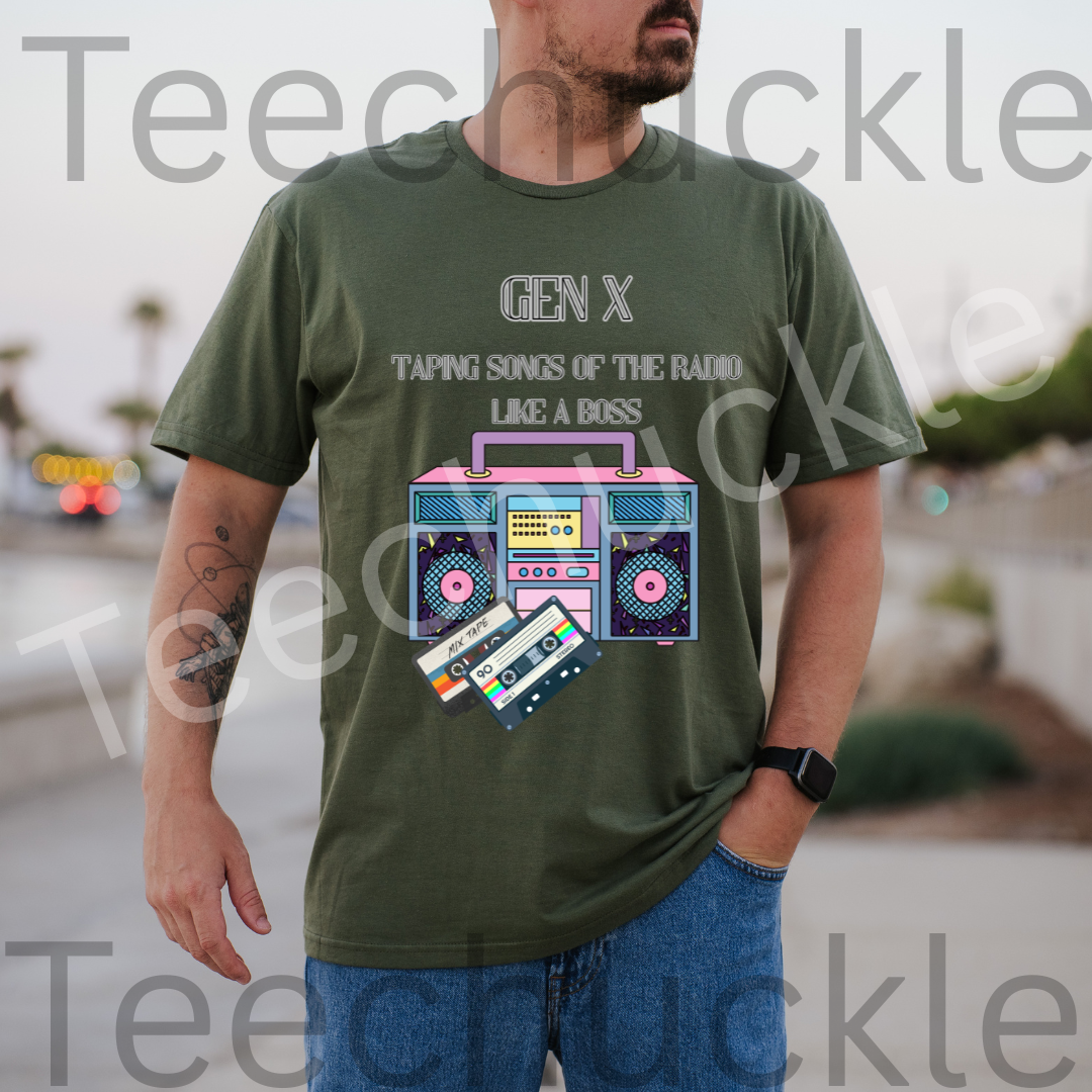 Gen X Taping Songs Of The Radio Like A Boss Tee. 80s 90s Nostalgia Unisex Gift Shirt.