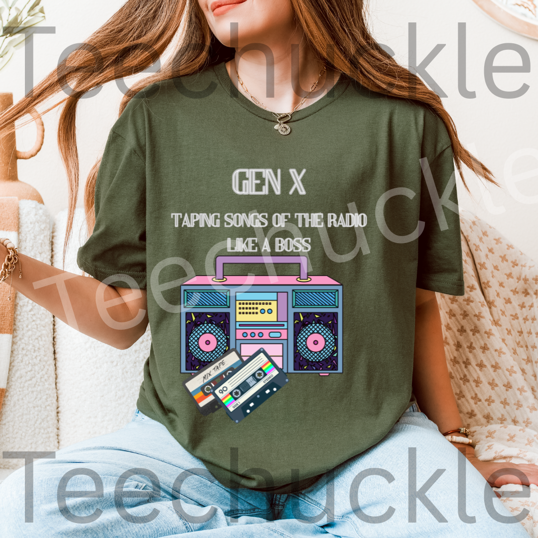 Gen X Taping Songs Of The Radio Like A Boss Tee. 80s 90s Nostalgia Unisex Gift Shirt.
