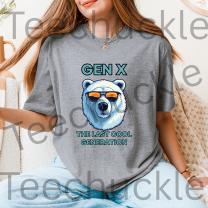 Gen X Polar Bear T-shirt: The Last Generation Graphic Tee. Unisex Gift Shirt.