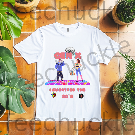 80s Disco Nostalgia Shirt. Gen X I Survived The 80s Tee. Unisex Gen X Gift Shirt.