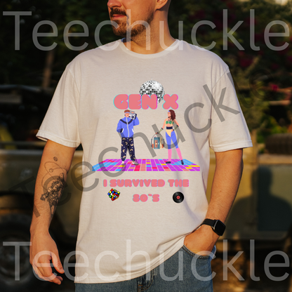 80s Disco Nostalgia Shirt. Gen X I Survived The 80s Tee. Unisex Gen X Gift Shirt.