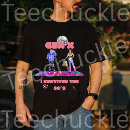 80s Disco Nostalgia Shirt. Gen X I Survived The 80s Tee. Unisex Gen X Gift Shirt.