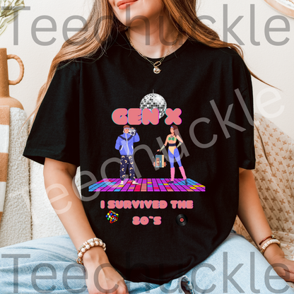 80s Disco Nostalgia Shirt. Gen X I Survived The 80s Tee. Unisex Gen X Gift Shirt.