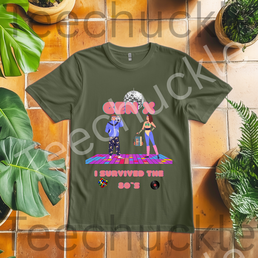 80s Disco Nostalgia Shirt. Gen X I Survived The 80s Tee. Unisex Gen X Gift Shirt.