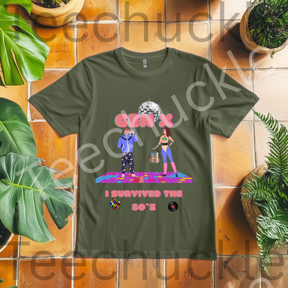 80s Disco Nostalgia Shirt. Gen X I Survived The 80s Tee. Unisex Gen X Gift Shirt.