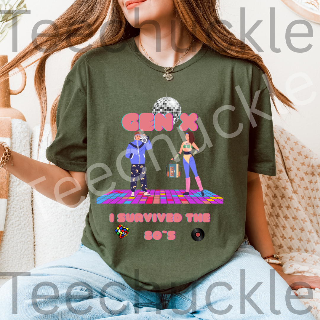 80s Disco Nostalgia Shirt. Gen X I Survived The 80s Tee. Unisex Gen X Gift Shirt.