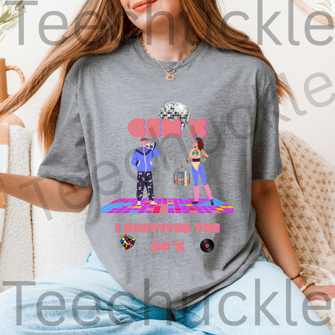 80s Disco Nostalgia Shirt. Gen X I Survived The 80s Tee. Unisex Gen X Gift Shirt.