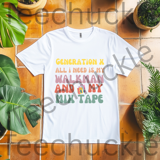 80s 90s Nostalgia. Gen X All I Need Is My Mixed Tape. Rainbow Unisex Gift Shirt.