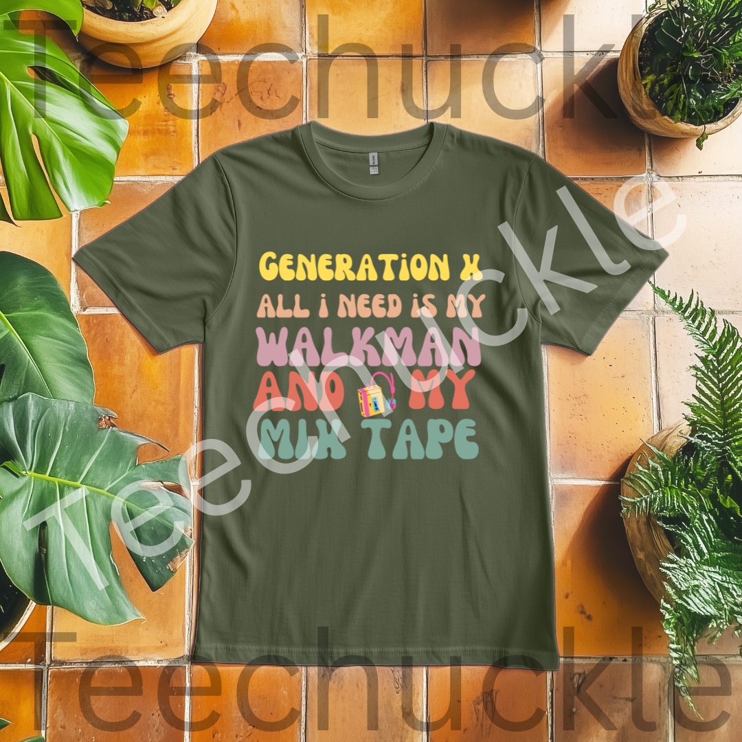 80s 90s Nostalgia. Gen X All I Need Is My Mixed Tape. Rainbow Unisex Gift Shirt.