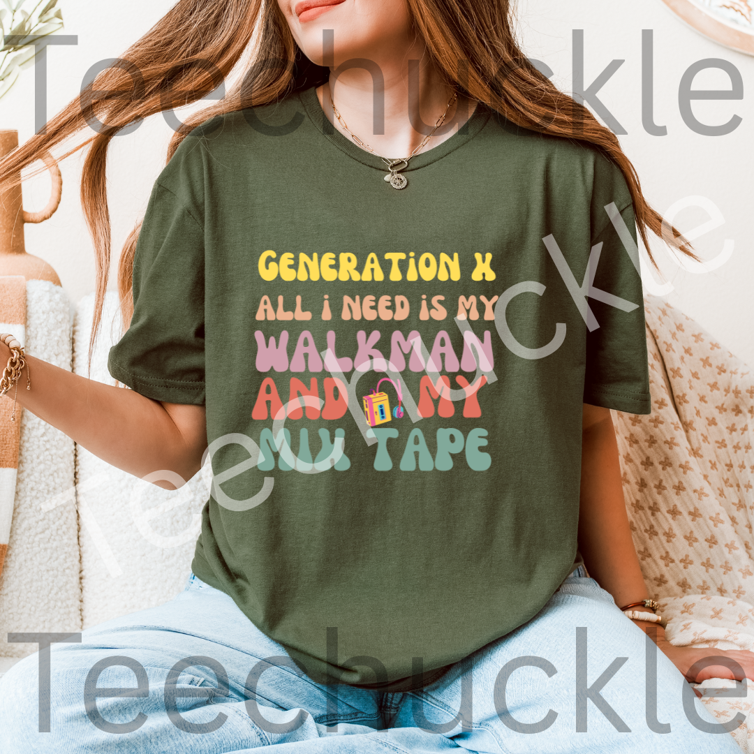 80s 90s Nostalgia. Gen X All I Need Is My Mixed Tape. Rainbow Unisex Gift Shirt.