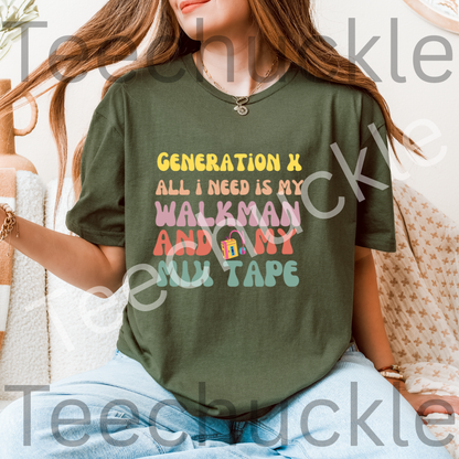 80s 90s Nostalgia. Gen X All I Need Is My Mixed Tape. Rainbow Unisex Gift Shirt.