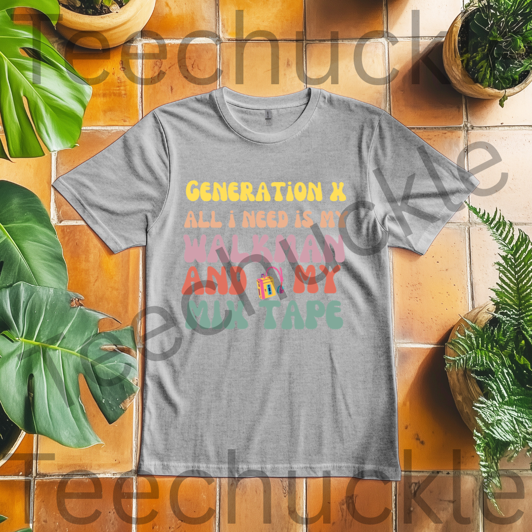 80s 90s Nostalgia. Gen X All I Need Is My Mixed Tape. Rainbow Unisex Gift Shirt.