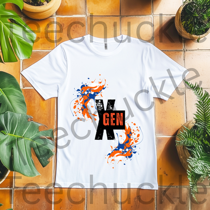Gen X Paint Splatter T-shirt: Retro 90s Pride Tee. Gen X Humour Unisex Shirt.